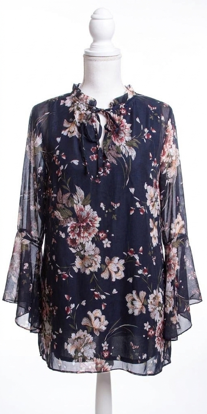 NEW GIGI MODA bailey silk blouse in navy